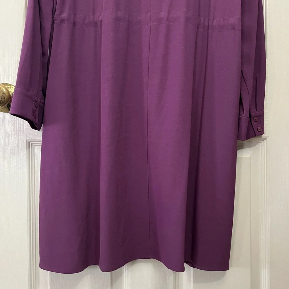 Eileen Fisher NWT Button-Front Long-Sleeve Drawstring Tencel Shirt Dress